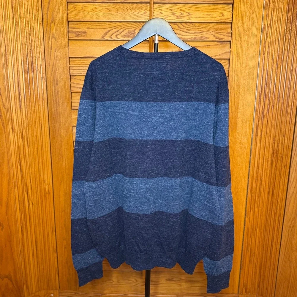 Grayers Clothiers Mens XXL Blue Striped Crewneck Sweater Long Sleeve Knit